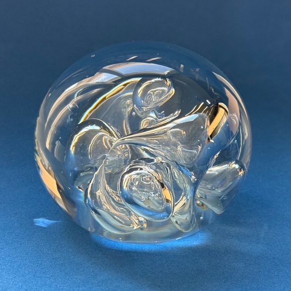 Karg Vintage Clear Art Glass Hand Blown Paperweight Controlled Bubbles - Picture 6 of 13